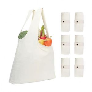 Wholesale Custom Eco-Friendly <b>Reusable</b> Cotton Canvas Grocery Tote <b>Bag</b> Foldable with Metal Buckle for Convenient Shopping - Product Image 1