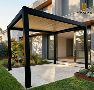 RKOVE RK-E2 3*4m Modern Black Aluminum Pergola <b>Square</b> <b>Frame</b> Powder Coated Weather Resistant Outdoor Backyard Use - Product Image 3