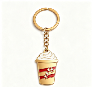 Enamel Coffee Cup Metal Key Chain Holiday Drink <b>Keyring</b> decorative bag <b>charm</b> gift accessory - Product Image 3