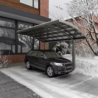 Garage de voiture moderne en aluminium résistant au vent et aux intempéries avec toit en arche et ancrages au sol pour stationnement extérieur
