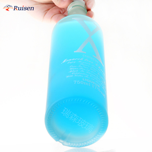 Botellas de <span class=keywords><strong>Vodka</strong></span> de Vidrio Delgado de Lujo con Logotipo y Etiqueta Personalizados, Botellas de Vidrio Esmerilado Azul para Vino de 750 ml, 700 ml y 500 ml - Product Image 4
