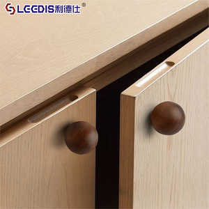 Lgedis Solid Wood Round Drawer Handles Minimalist <b>Cabinet</b> Knobs For Bedroom Furniture - Product Image 2