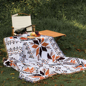 Couvertures de jet couvertures de gland tricotées, conception aztèque du sud-ouest bohème pour la plage de camping de voyage en plein air - Product Image 1