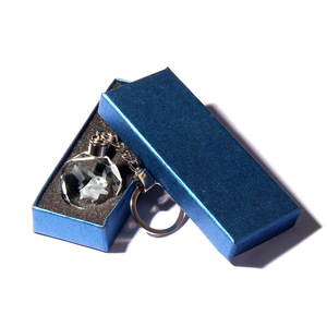 DREA Wholesale Glass Crystal Laser Engraving Key Ring Custom Figures Led Light Key Chains with Box