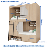 Cama litera metálica tipo cápsula de diseño moderno, personalizada de fábrica, con cama doble de madera y cuatro cajones para el hogar o dormitorio juvenil.