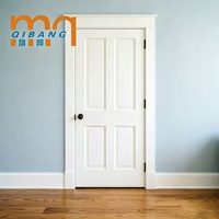 Portes intérieures modernes pour chambre d'appartement, pré-encadrées, à 2 panneaux, en MDF à âme alvéolaire, moulées, à âme creuse, apprêtées blanches