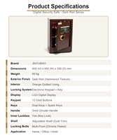 Coffre-fort électronique en acier ignifuge personnalisé JYB-OEM, 60 cm, clavier numérique en acier, double serrure à clé, armoire de sécurité pour bureau et domicile