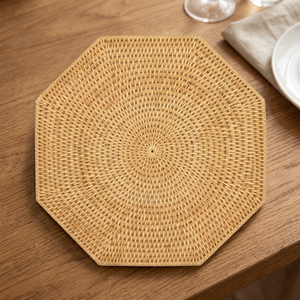 Eco Friendly Hexagon Rattan Charger <b>Plate</b> Table Accessories <b>Mats</b> Pads Home Decoration Classic Style Wholesale From Vietnam - Product Image 1