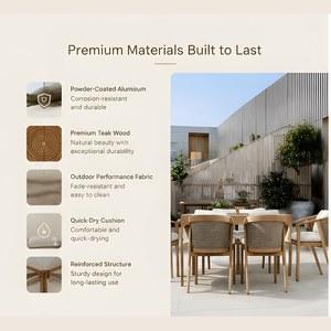 Set Tavolo e Sedie da Pranzo <span class=keywords><strong>per</strong></span> Esterni <span class=keywords><strong>in</strong></span> Teak Moderno Personalizzabile, <span class=keywords><strong>Mobili</strong></span> da Patio <span class=keywords><strong>in</strong></span> <span class=keywords><strong>Legno</strong></span> Massello <span class=keywords><strong>per</strong></span> Villa, Hotel, Cortile, Terrazza, Giardino - Product Image 3