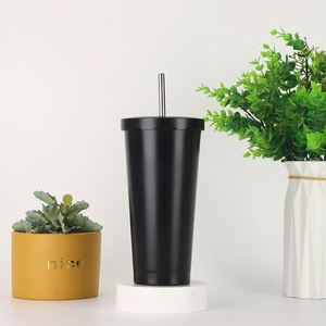 Gobelet de voyage isotherme en acier inoxydable 16 oz (500 ml) avec logo personnalisé, écologique, durable, avec paille et couvercles - Product Image 4