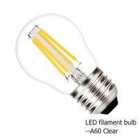 Ampoule LED à filament Edison A60 2700K Blanc Chaud AC/DC Certifiée CE pour Lustre Suspendu Culot E27/E14 Vente en Gros Entrepôt