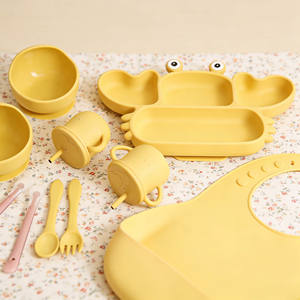 Juego de alimentación ecológico para bebés, <span class=keywords><strong>vajilla</strong></span> de entrenamiento para niños, tazón de silicona con ventosa, taza con pajita. - Product Image 5