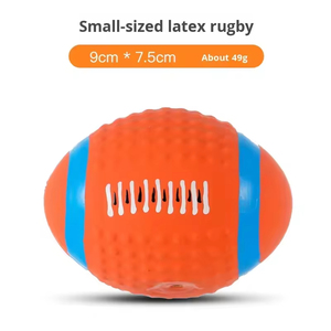 Pelota de juguete para perros con sonido, de látex, felpa, alta elasticidad, rellena de algodón, flotante, con forma de fútbol americano, rugby, voleibol, para masticar y lanzar, para todas las estaciones - Product Image 5