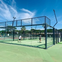 Terrain de padel QJIN, design panoramique classique de luxe, terrain de padel-tennis, gazon artificiel résistant aux UV, prix direct usine, fournisseur
