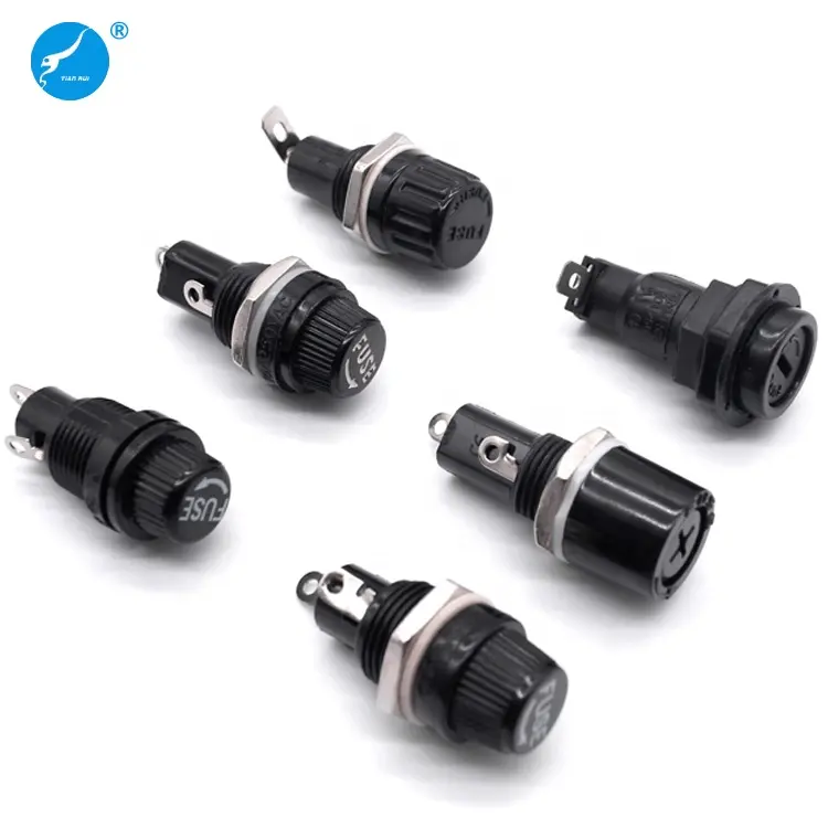 5 x Black 6x30mm Panel Chassis Mount Fuse Holder 10A 250VAC