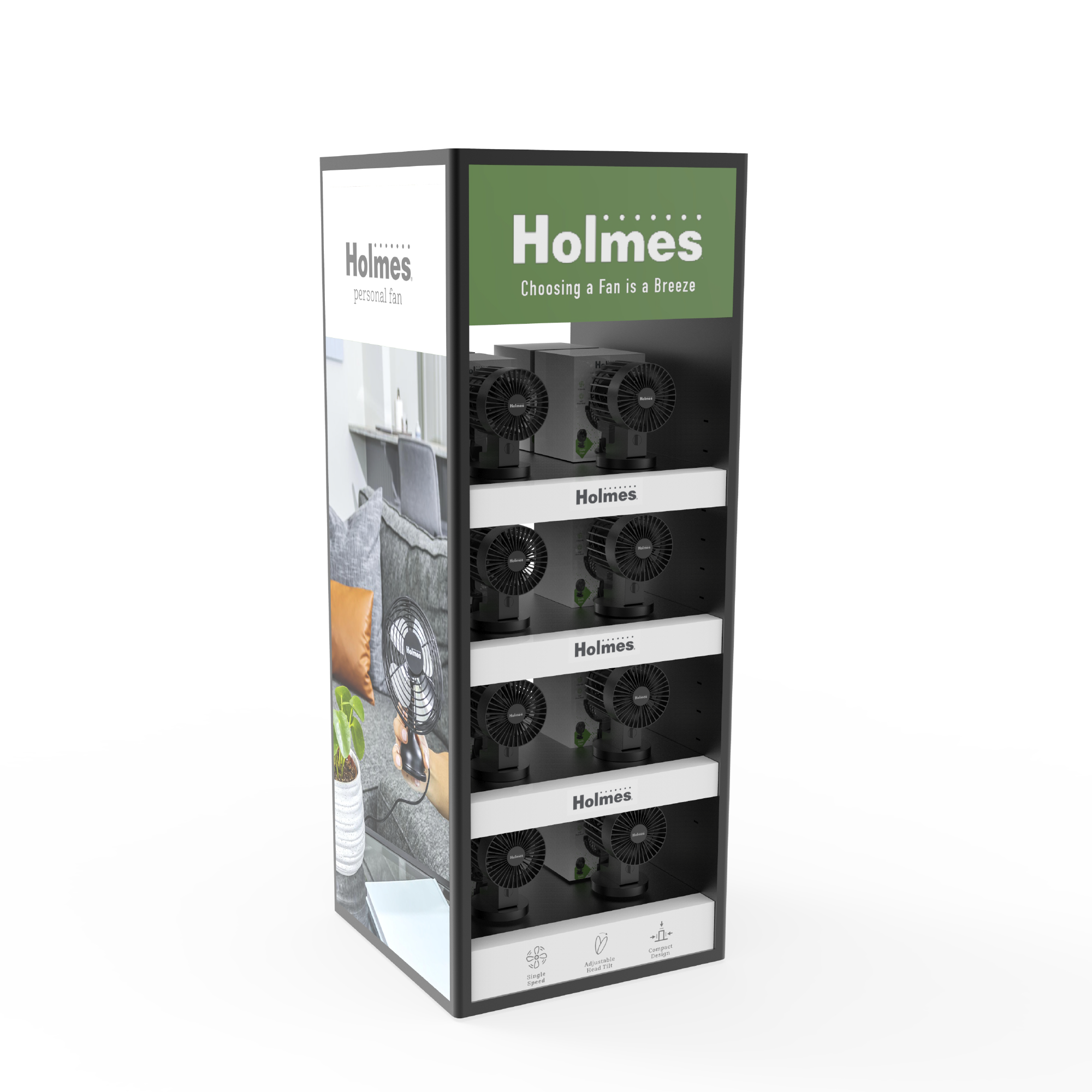 Small Household Fan with Metal Laminate Display Frame for Supermarket Shelves — view 6