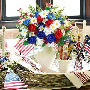 Bouquet Artificiale di <span class=keywords><strong>Tulipani</strong></span> e Rose in Metallo, Decorazione Floreale per Regali, Esposizioni, Festività e Arredamento Casa - Product Image 3