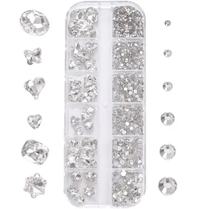 1 Caja de Diamantes de Imitación 3D Transparentes para Decoración de Uñas, 12 Formas Variadas: Ovaladas, Mariposa, Corazón, Flor, Redondas, para Manualidades y Decoración de Uñas - Product Image 4