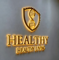 Letrero LED 3D con Logotipo Metálico Dorado, Letrero de Canal con Letras 3D, Logotipo 3D para Pared de Tienda, Letrero Electrónico