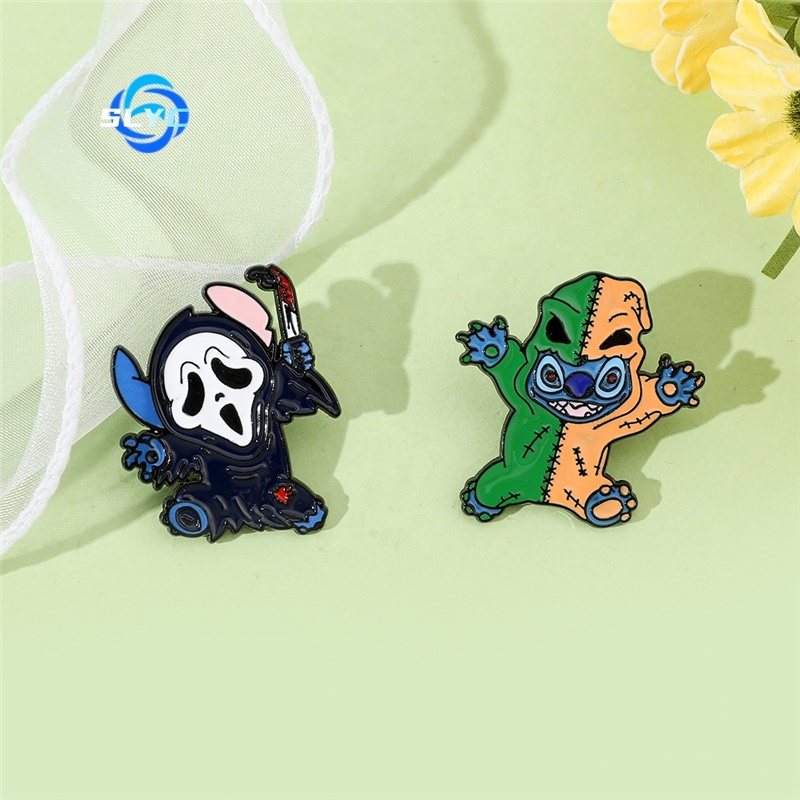 cute cartoon Stitch metal brooch creative funny bag clothes
