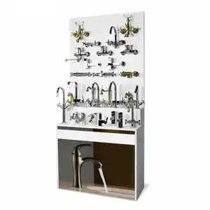 Custom Design Showroom Bathroom Accessories Wooden Faucet Display Rack Retail Shop Furniture Display