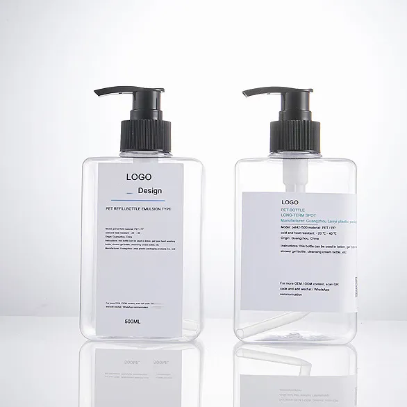Aangepaste Private Label Shampoo Body Wash Lotion Clear Plastic Fles Met Drukpomp Schroefdop