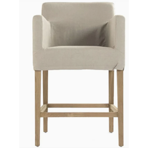 Taburete Alto Avignon Slipcover Counter de Roble Natural, Lino y Espuma, Resistente, para Bar en Casa y Comedor - Product Image 3