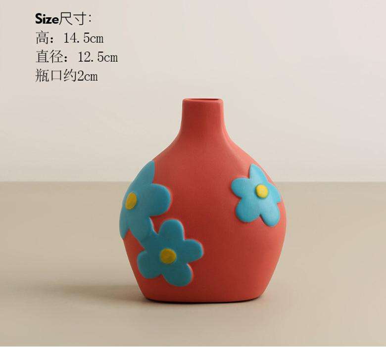 Painted Ceramic Vase - Rouge Pink