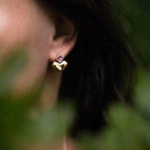 Fashion <b>Stud</b> <b>Earrings</b> Gold Plated Heart Shape With Pink <b>Crystal</b> For Women Jewelry - Product Image 3