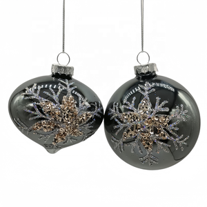Trang Trí Trong Nhà 80Mm Màu Đen Giáng Sinh Bóng Thủy Tinh 3Pcs Set Với Bead Và Mô hình Bông Tuyết Treo Cây Giáng Sinh Đồ Trang Trí - Product Image 6