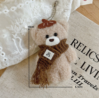 Porte-clés ours en peluche avec écharpe, pendentif de sac mignon et féminin