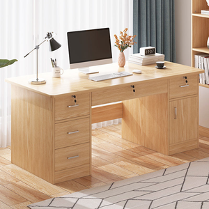 Modern Wooden Office <strong>Desk</strong> with Drawers &amp; Storage Cabinet <strong>Pull</strong> <strong>Out</strong> Keyboard Tray Staff Computer Workstation for Home Company Use - Product Image 1