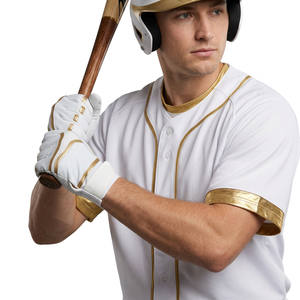 Guantes de bateo de béisbol de buena calidad hechos de cuero de tendencia Nuevo logotipo personalizado Guantes de bateo de béisbol de softbol para unisex - Product Image 1