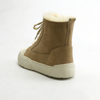 Bottes de neige imperméables en cuir de vache OEM/ODM en gros, chaudes pour l'automne/hiver, à lacets, semelle en caoutchouc antidérapante, logo et style personnalisés