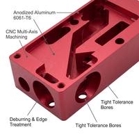 Bloc en alliage d'aluminium usiné sur mesure par CNC, anodisé rouge, pièces usinées avec précision, service d'usinage 5 axes OEM ODM