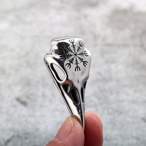 Collar de Acero Inoxidable con Colgante de Cabeza de Cuervo y Brújula Vikinga, Joyería Unisex para Regalo - Product Image 3