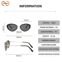 Lunettes de soleil ovales TWOOO T1892 personnalisables avec logo, style rétro classique, polyvalentes, petite monture, nouvelle collection, vente en gros d'usine