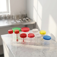 Bouteille de prélèvement d'échantillons de laboratoire graduée OME, conteneur médical jetable en PP pour échantillons d'urine, avec bouchon rouge inviolable, OEM