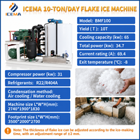 Machine à glace en flocons industrielle de 10 tonnes pour crevettes et fruits de mer, compresseur Bitzer, livraison rapide