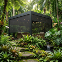 Pergola OEM à toit à lames orientables, en alliage d'aluminium, motorisée, bioclimatique, avec écran latéral, imperméable, résistante aux UV et au vent