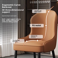 Chaise de salle à manger pour usage domestique, style moderne minimaliste, luxe léger, style nordique, style crème, accoudoirs rembourrés en cuir véritable, structure en métal