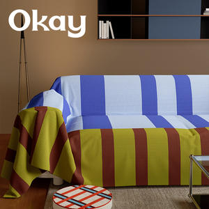 Funda de Sofá Retro a Rayas, Funda Elástica de Imitación de Lino para Sofá Doble, Cobertura Total, Tipo Almohadilla, Diseño Retro Jungle Walk - Product Image 1