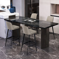 Tabouret de bar à pieds hauts, chaise de réception, usage domestique, design moderne simple et luxueux, cuir de vachette véritable importé, structure métallique