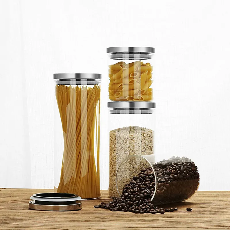 10*10cm Food Storage Containers With Stainless Steel Lids Kitchen Canisters Airtight Food Jar for Pantry