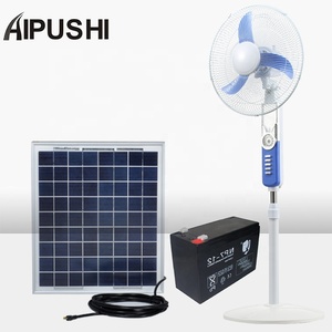 Ventilateur sur Pied Électrique et Solaire à Batterie Rechargeable avec Chargeur Mobile USB et Lumière LED - Product Image 1
