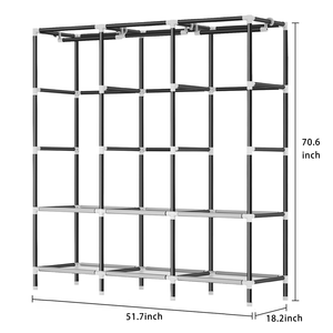 Portable <b>Foldable</b> Stainless Steel Waterproof Multifunction Bedroom <b>Wardrobe</b> Storage Cabinet for Living Room - Product Image 6