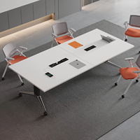 Table de conférence pliante extra-large de style professionnel, élégante, mobile, longue, design moderne minimaliste, en PVC, pour bureau