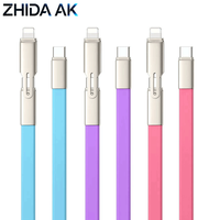 Kabel Data Silikon 2-in-1 240W dengan Pengisian Daya Super Cepat untuk Ponsel dan Laptop