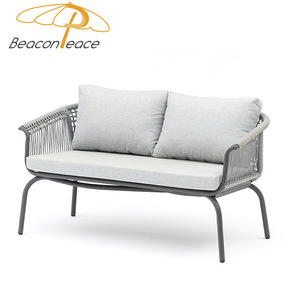 Todo clima Muebles de jardín al aire libre Sofá Cuerda de aluminio Tejido 4 plazas Balcón Villa Terraza Patio Sofá suave Set - Product Image 4
