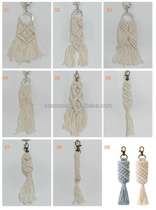 Handmade Woven Boho <strong>Macrame</strong> UV Printing Cotton Rope Keychain <strong>Bag</strong> Charm Pendant Tassel Accessories - Product Image 3